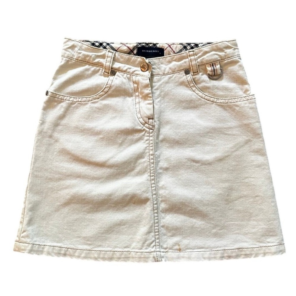 Burberry London Cream Denim‎ Mini Skirt Girl's 8